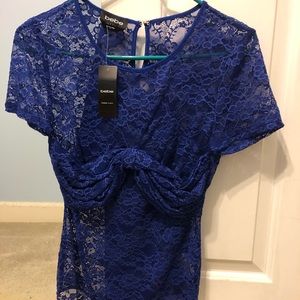 Bebe royal blue snap closure lace bodysuit